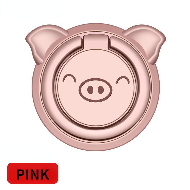 Creative piggy ring buckle type magnetic phone holder