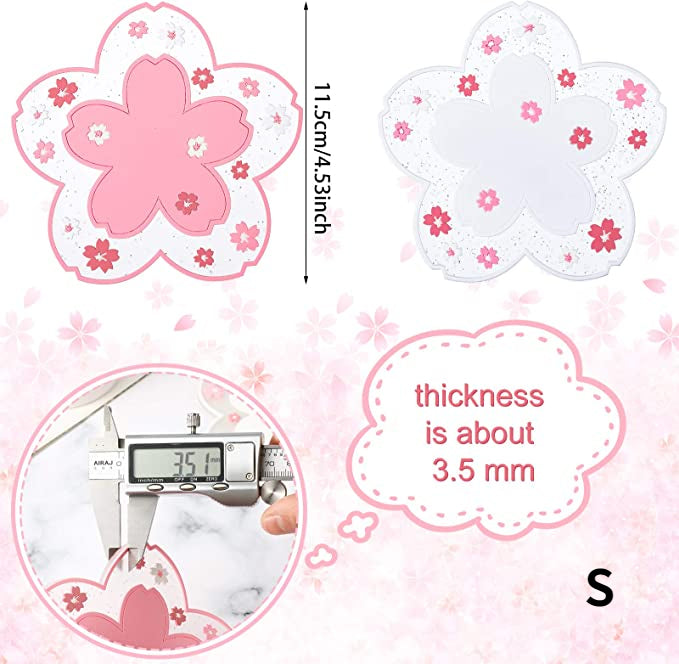 PVC soft rubber cherry blossom heat insulator coasters (3pcs/set for small and large)