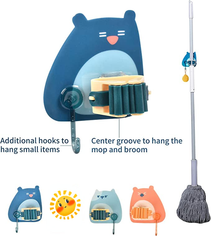 Cute bear no-punch mop hook clip