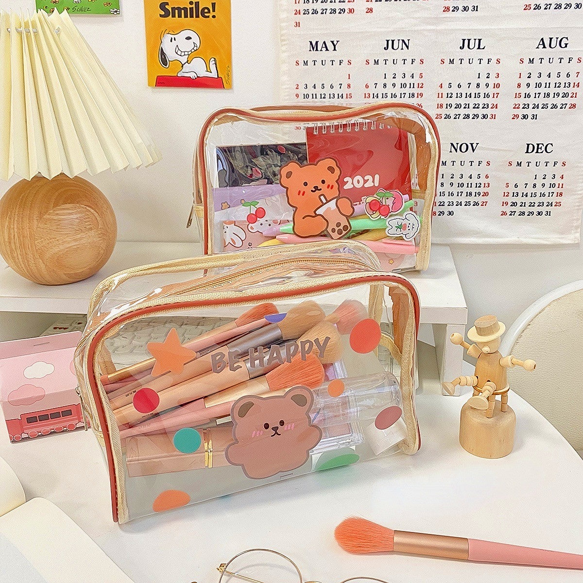 Cartoon transparent large capacity stationery bag