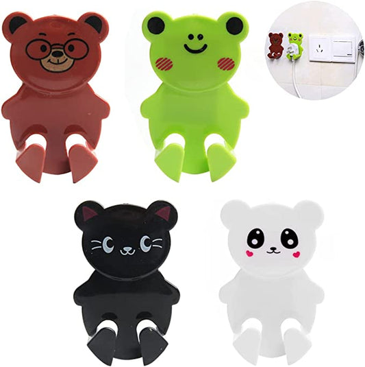 Cartoon animals without holes power plug hooks（4pcs/set）