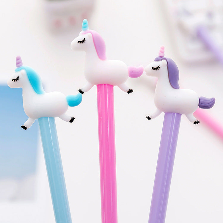 Cute cartoon jumping unicorn unisex pen (1 random colour)