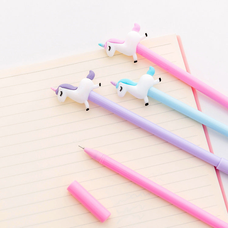 Cute cartoon jumping unicorn unisex pen (1 random colour)