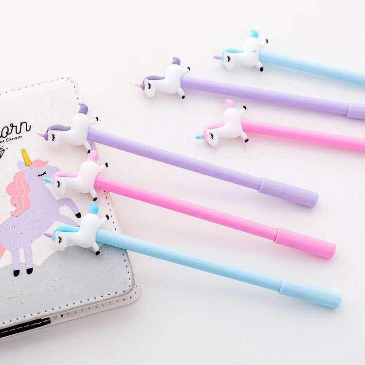 Cute cartoon jumping unicorn unisex pen (1 random colour)