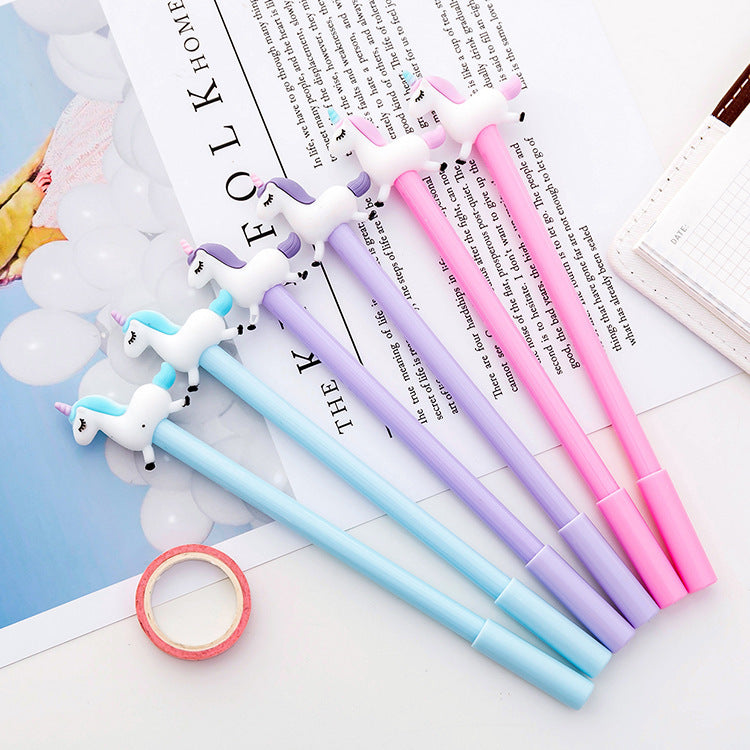 Cute cartoon jumping unicorn unisex pen (1 random colour)