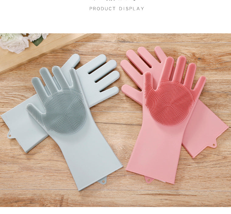 Anti-slip and wear-resistant silicone dishwashing gloves