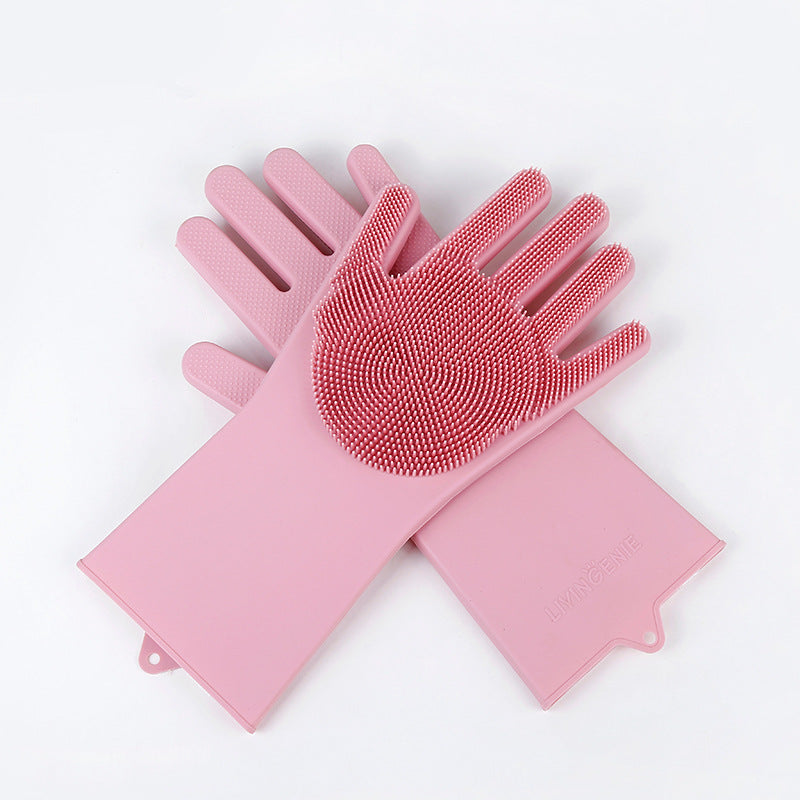 Anti-slip and wear-resistant silicone dishwashing gloves