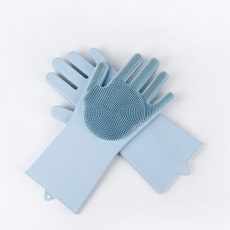 Anti-slip and wear-resistant silicone dishwashing gloves