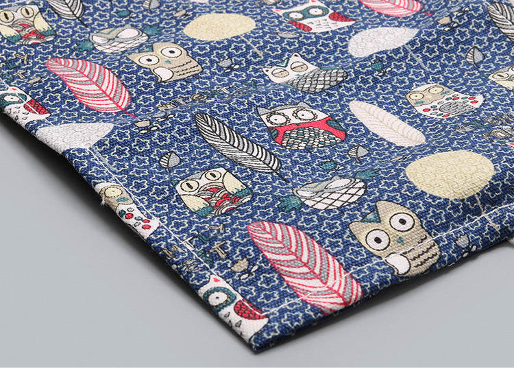 Owl Canvas Printed Simple Rolling Pencil Pouch