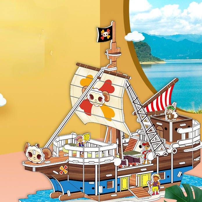 Children's paper 3d pirate ship three-dimensional puzzle