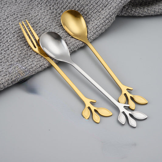 Stainless Steel Leaf Coffee Stirring Spoon