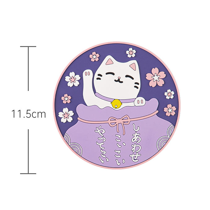 Japanese style cartoon three-dimensional cat PVC soft rubber anti-hot placemats