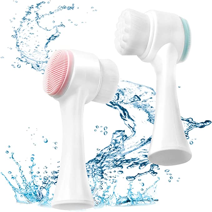 Double-ended manual facial cleansing brush (2pcs/set)