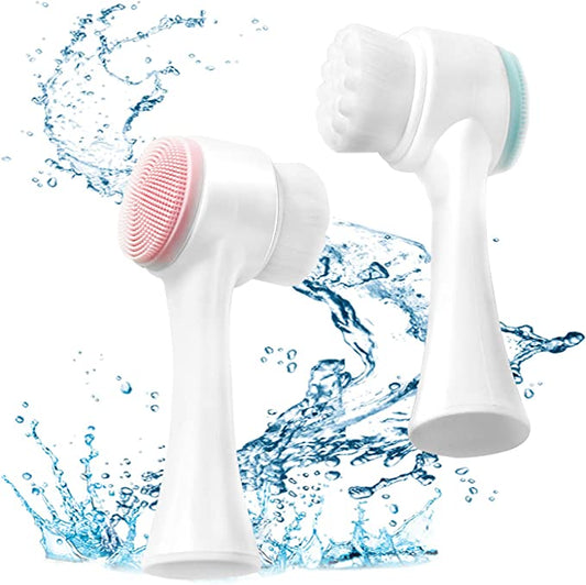 Double-ended manual facial cleansing brush (2pcs/set)