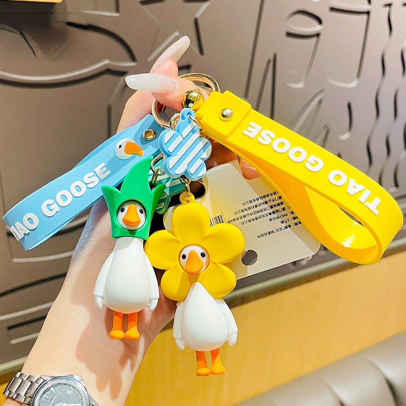 Cute cartoon goose keychain