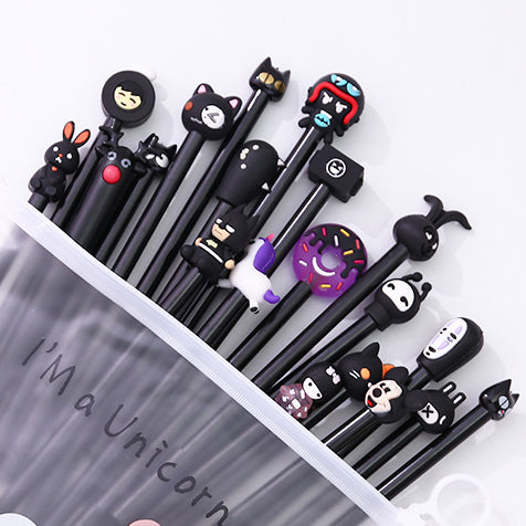 Cute Cartoon Multicoloured Neutral Pens Set of 3 (colour styles random)