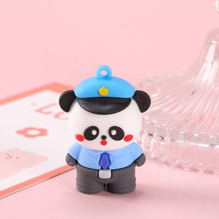 Cartoon Panda Police Key Chain