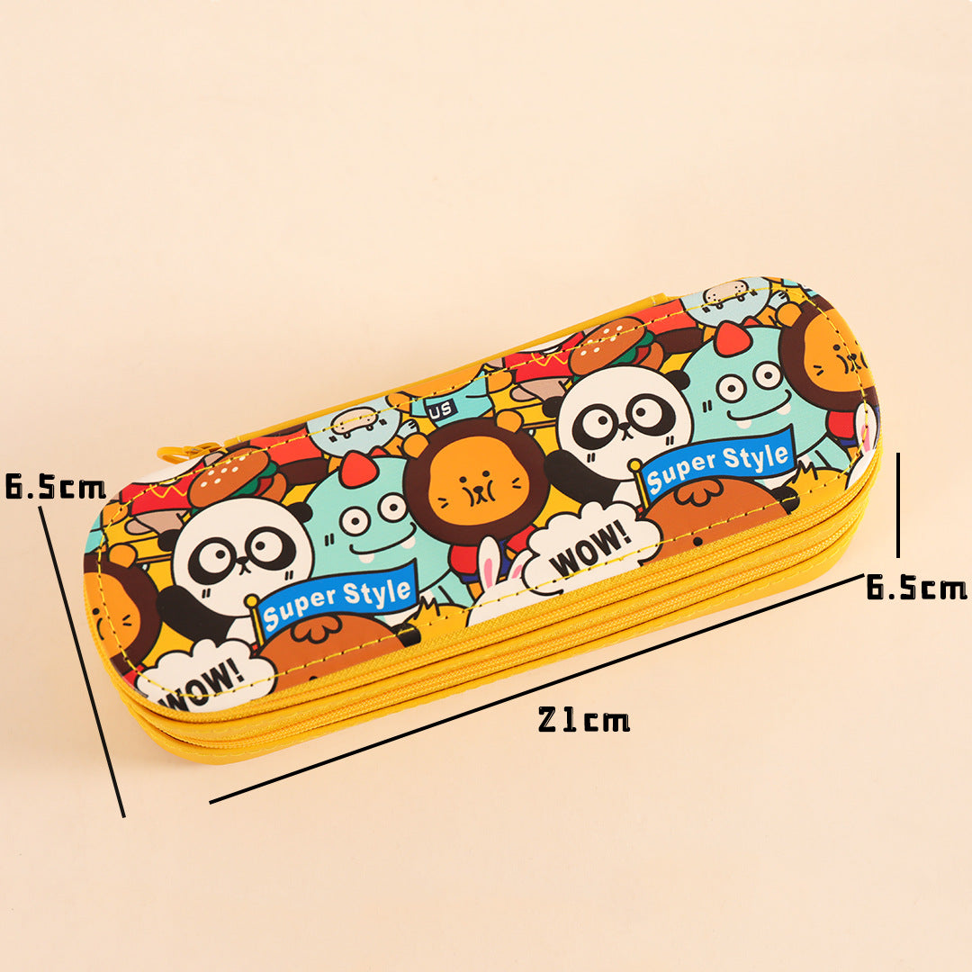 Cartoon design double layer large capacity pencil case