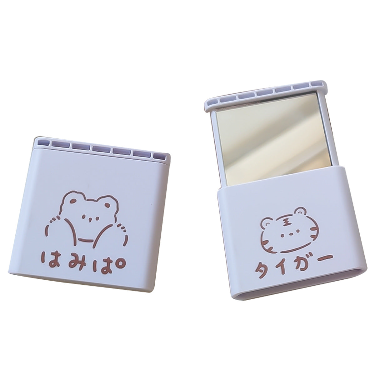 Cute cartoon pattern simple folding portable makeup mirror phone stand