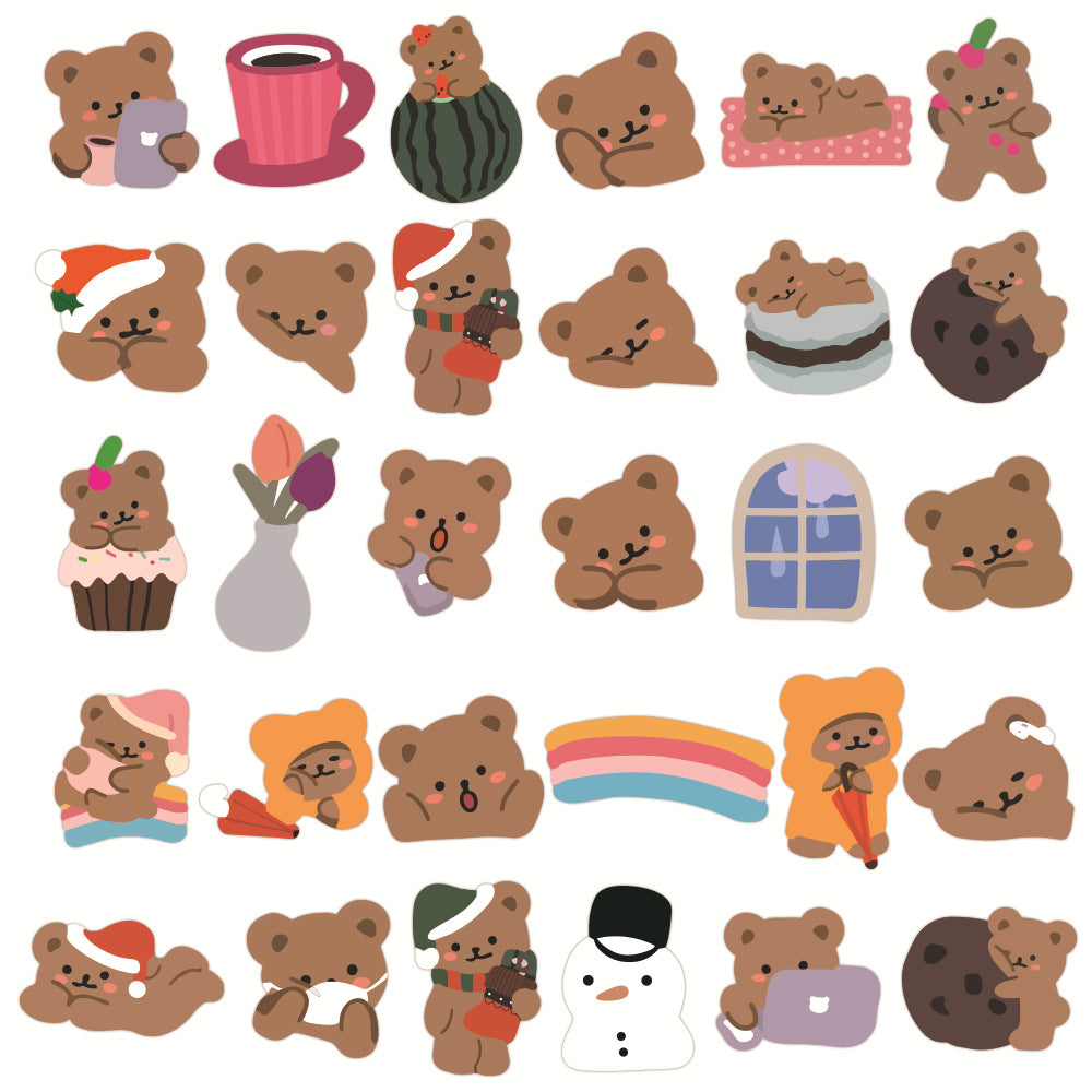 Cute Brown Bear Stickers (60pcs)