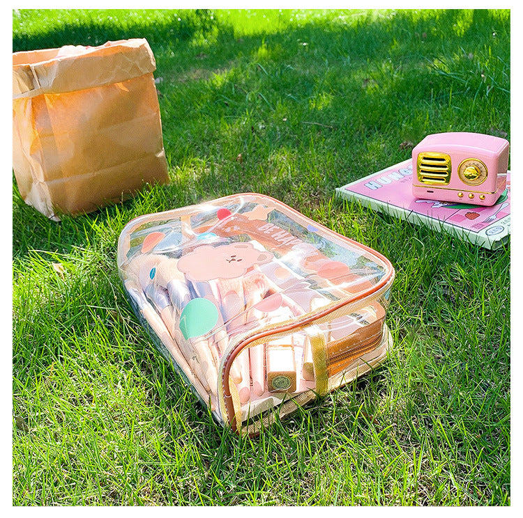 Cartoon transparent large capacity stationery bag