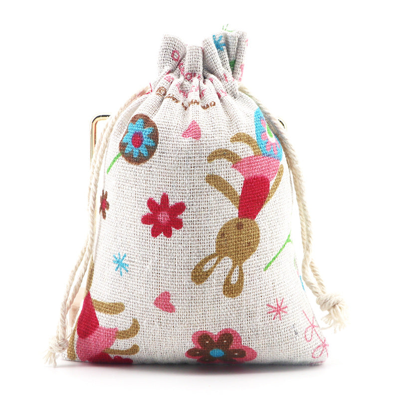 8x10cm cotton drawstring cartoon gift bag