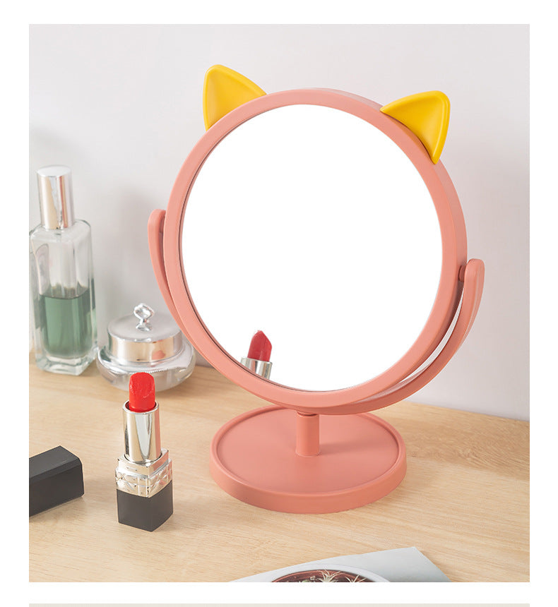 Fun cat ear desktop cartoon portable makeup mirror