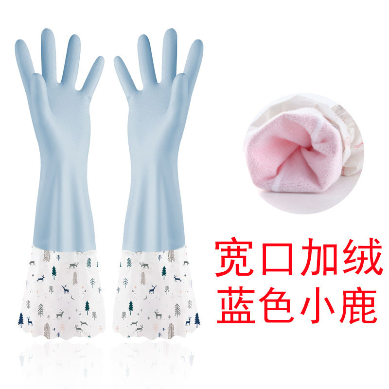 Winter thickened rubber dishwashing gloves