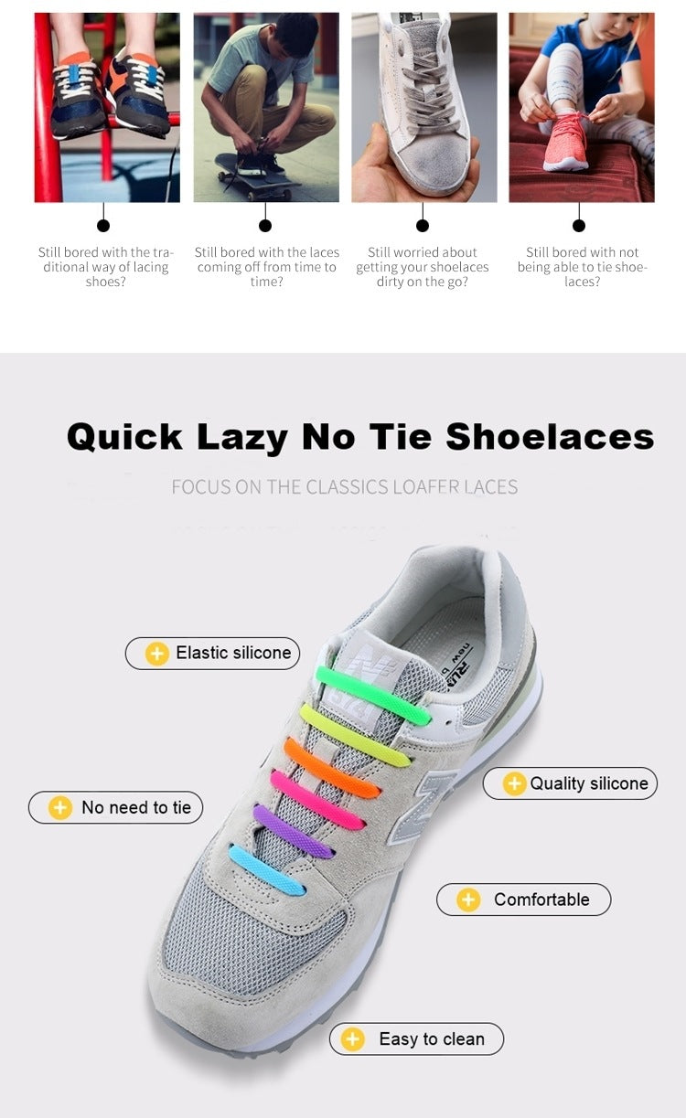 Lazy silicone super elastic no lace up shoes