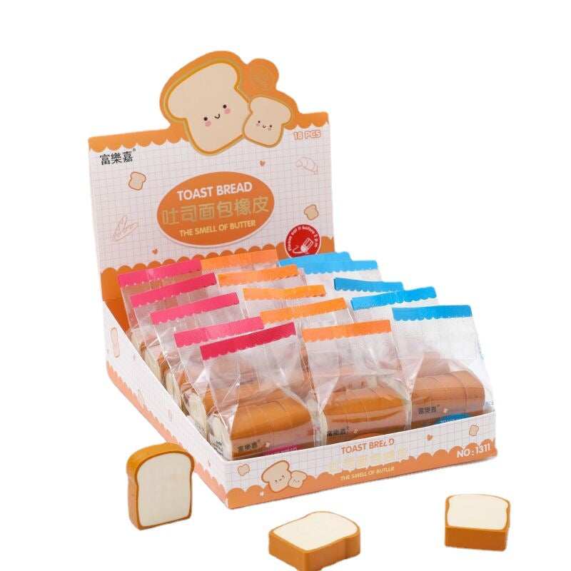 Cartoon toast block eraser（4Pcs / Set ）