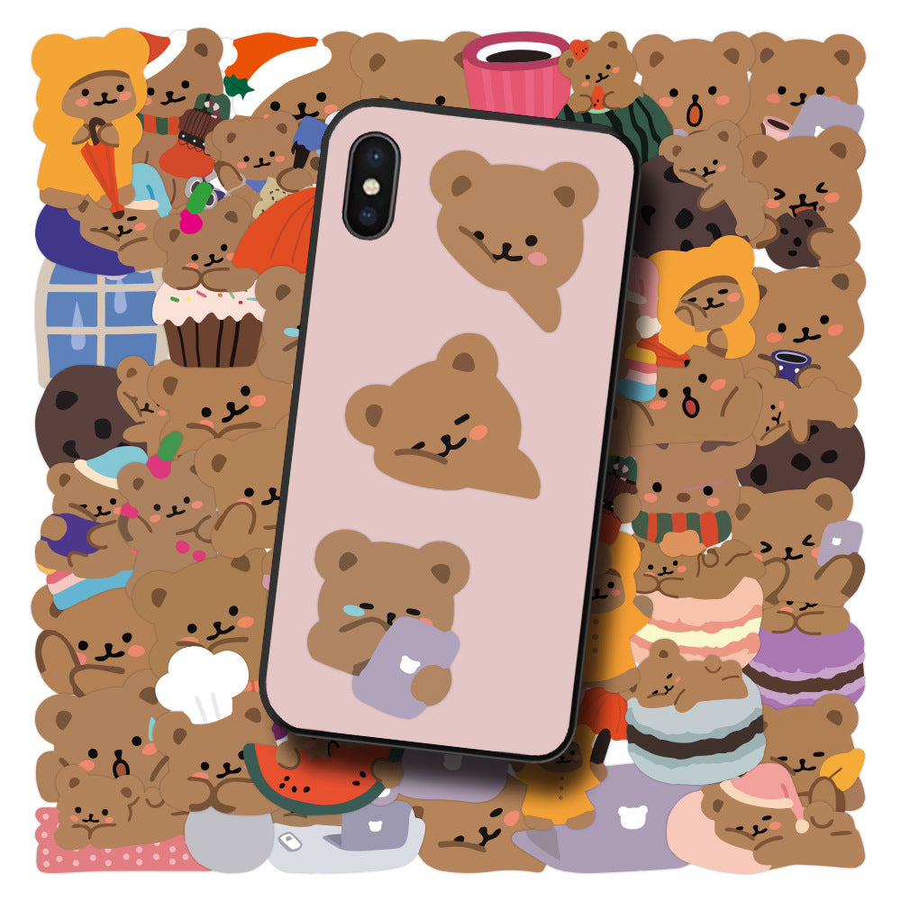 Cute Brown Bear Stickers (60pcs)