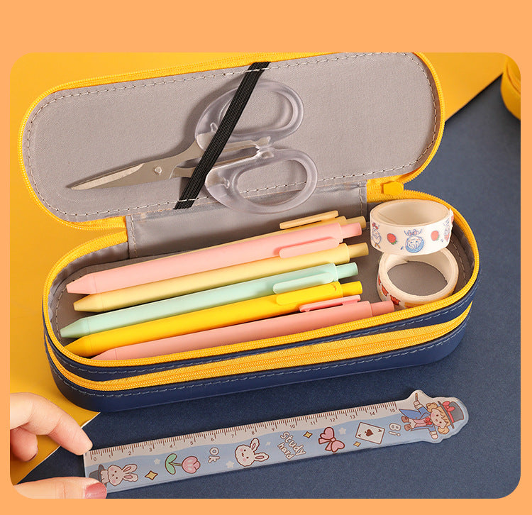 Cartoon design double layer large capacity pencil case