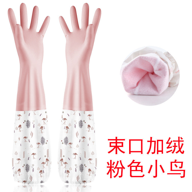 Winter thickened rubber dishwashing gloves