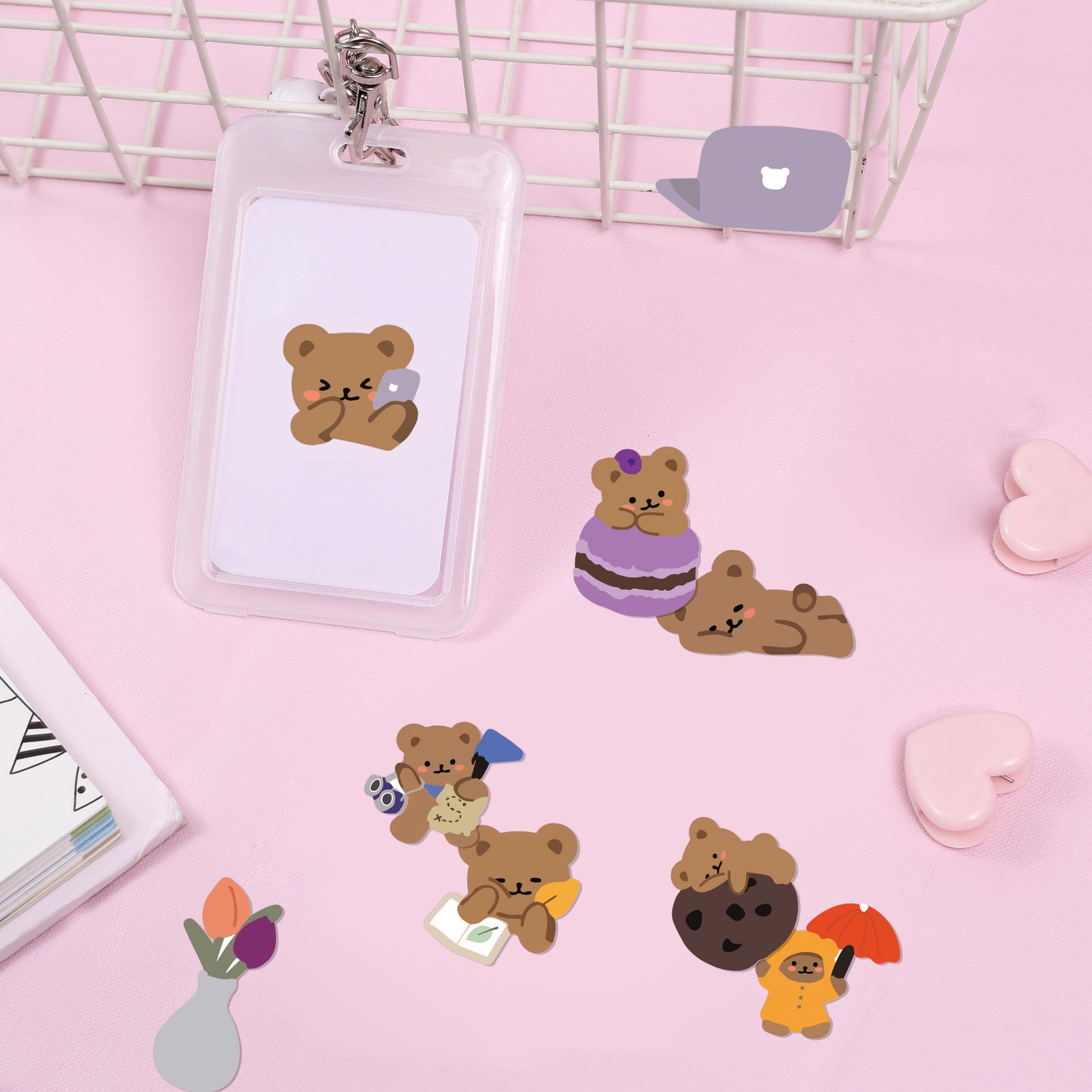 Cute Brown Bear Stickers (60pcs)