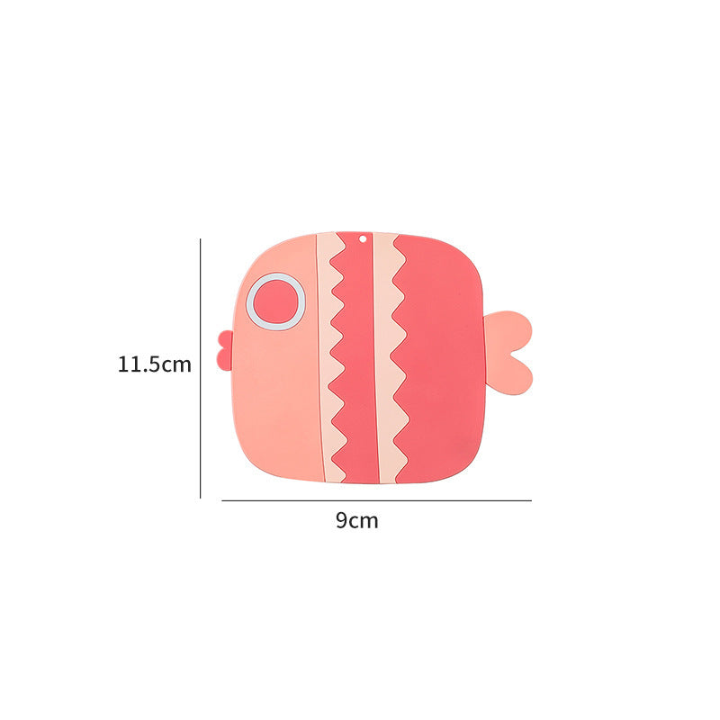 Cartoon little fat fish high-temperature silicone anti-scald table mat (large 1 medium 1 small 1 / set)