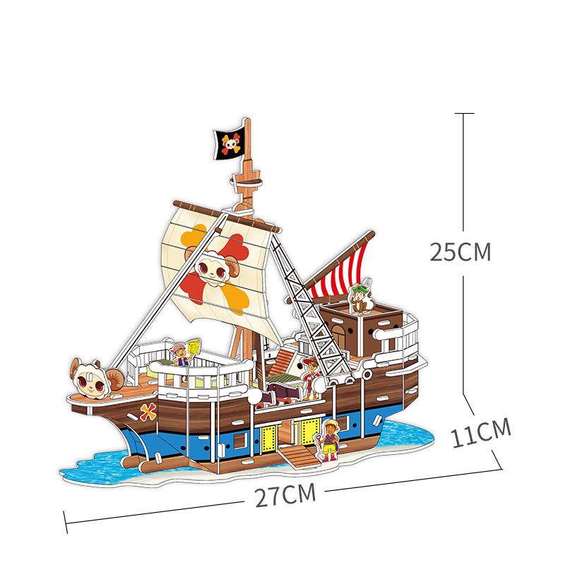 Children's paper 3d pirate ship three-dimensional puzzle