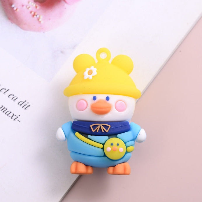 Cute hat wearing duck key chain