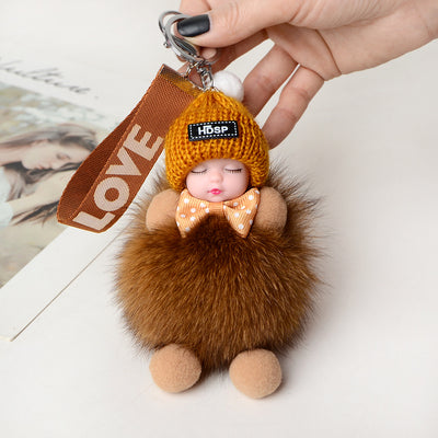 Real Fox Hair Cute Doll Key-decoration