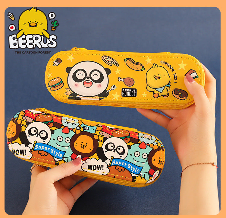 Cartoon design double layer large capacity pencil case