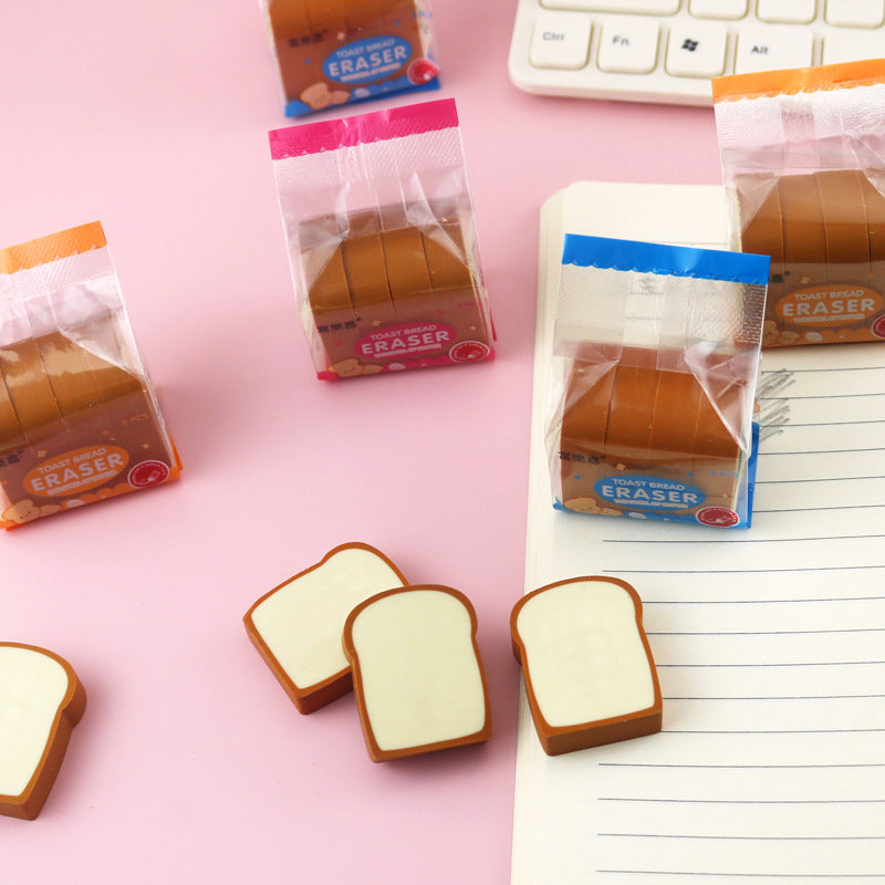 Cartoon toast block eraser（4Pcs / Set ）