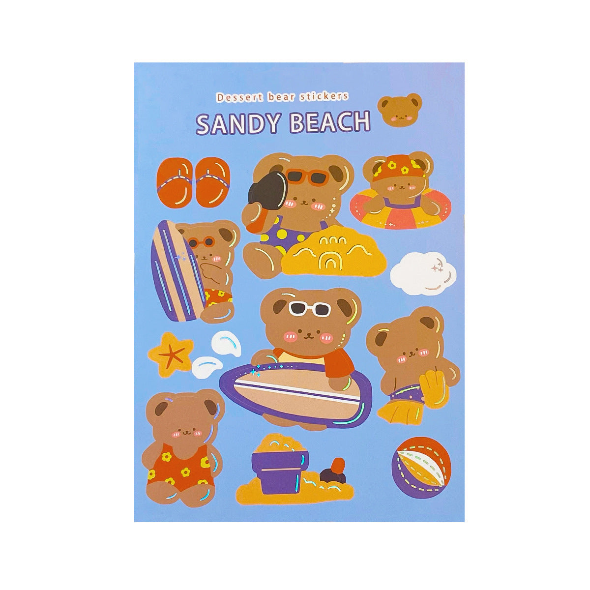 Cute Bear Stickers (2 sheets purple/blue)