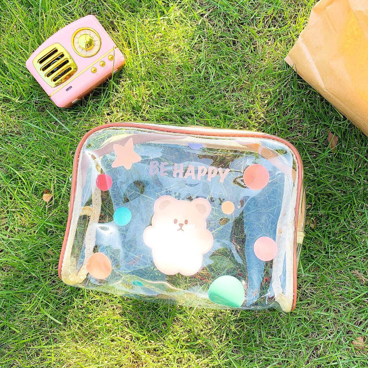 Cartoon transparent large capacity stationery bag