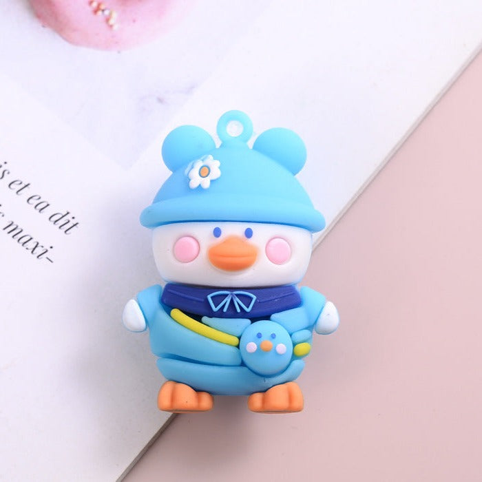 Cute hat wearing duck key chain