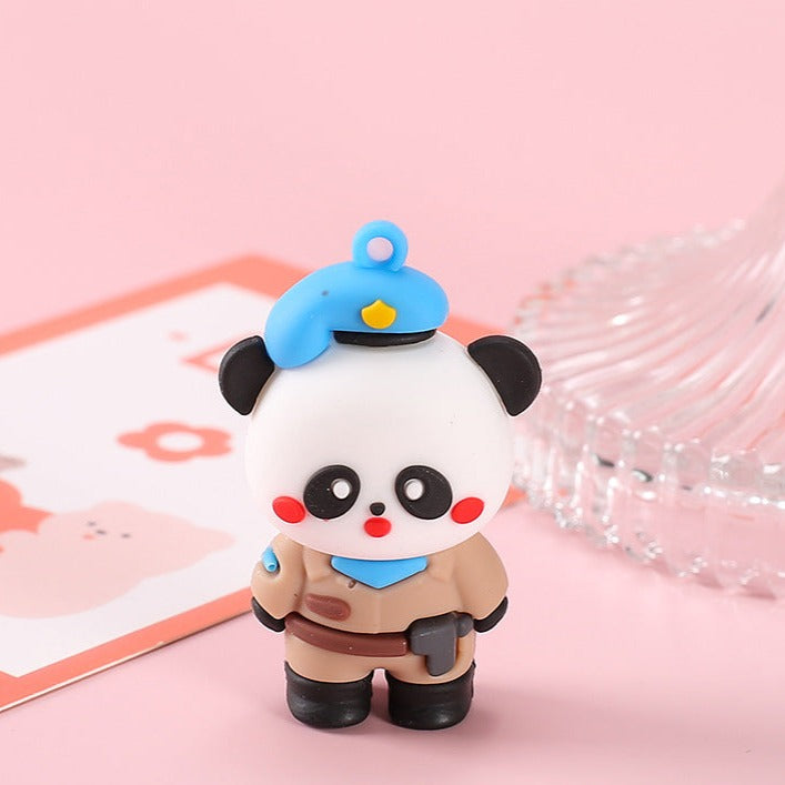 Cartoon Panda Police Key Chain