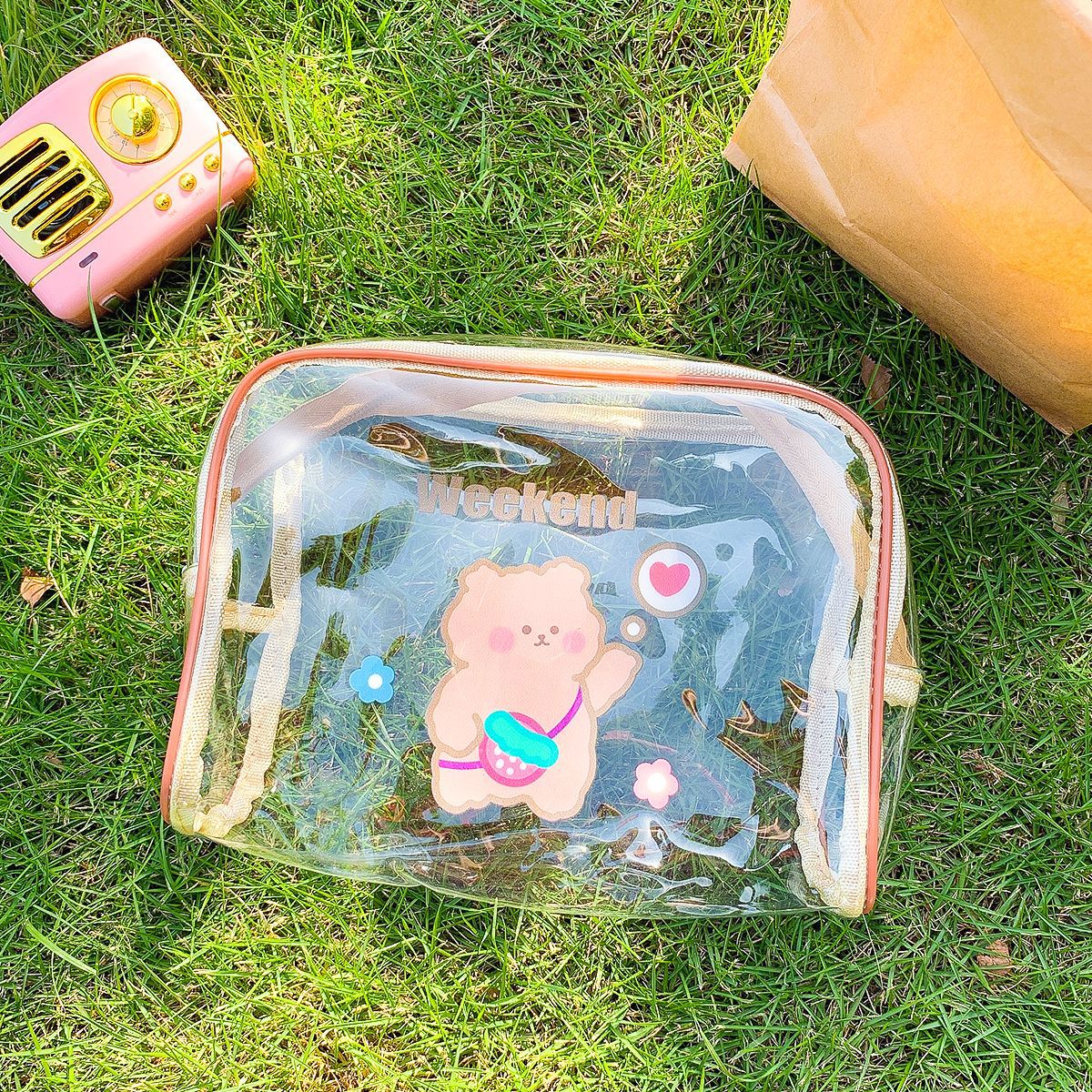 Cartoon transparent large capacity stationery bag