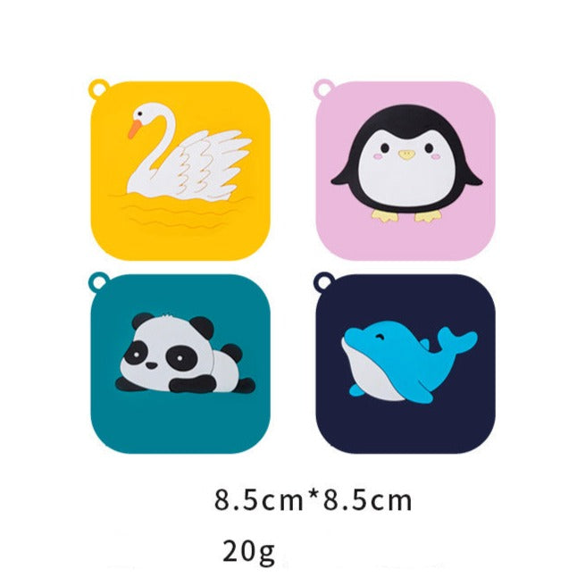 Cute animal silicone anti-scalding placemats coasters (set of 4)