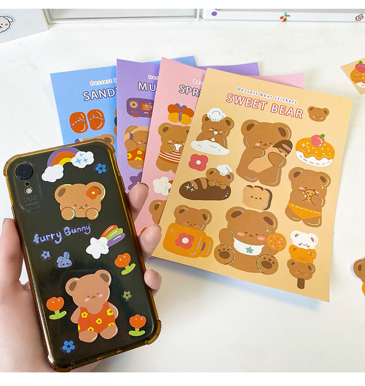 Cute Bear Stickers (2 sheets purple/blue)