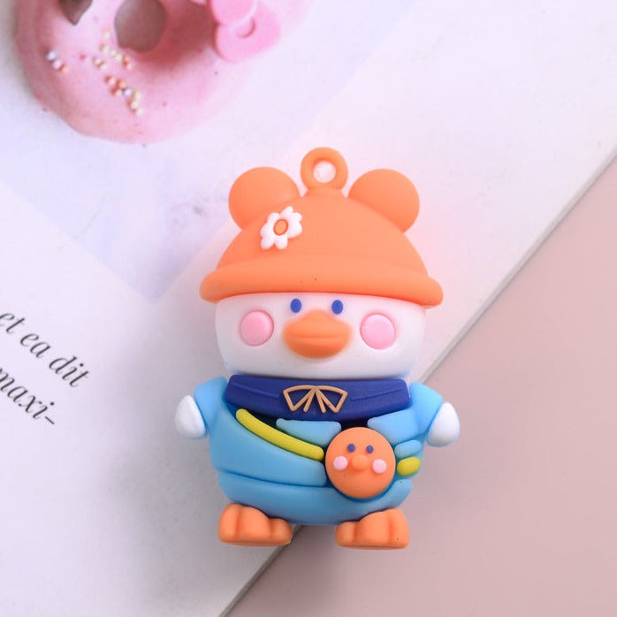 Cute hat wearing duck key chain