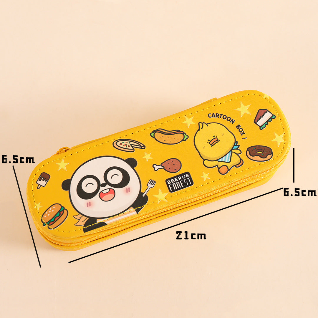 Cartoon design double layer large capacity pencil case