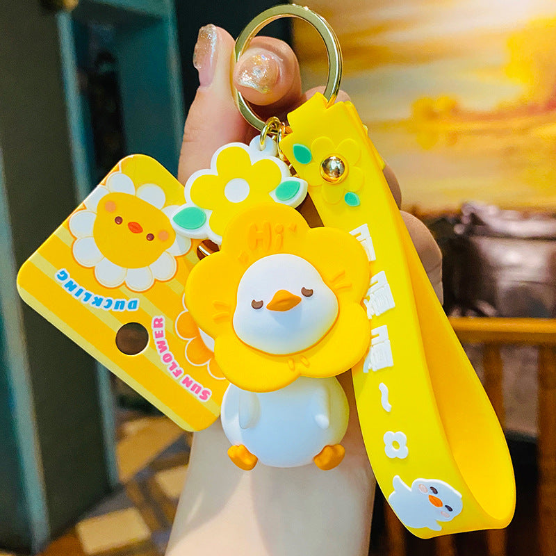 Sunflower duckling series of cute creative keychain charm